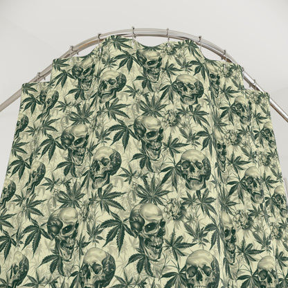 Weed Leaves Skulls Polyester Shower Curtain