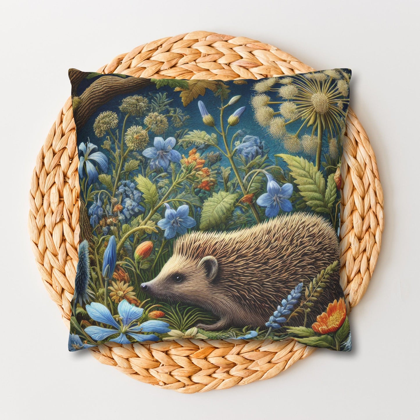 Woodland Hedgehog Forestcore Spun Polyester Square Pillowcase