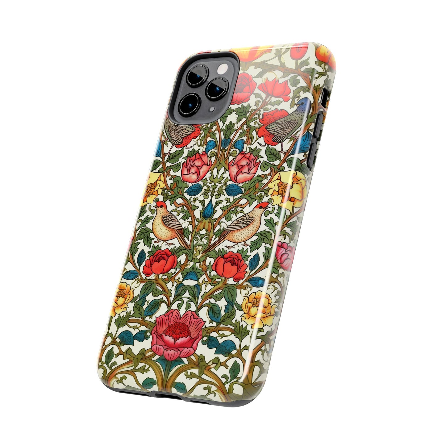 Vintage Pattern Rose And Bird in The Style of William Morris iPhone Tough Case