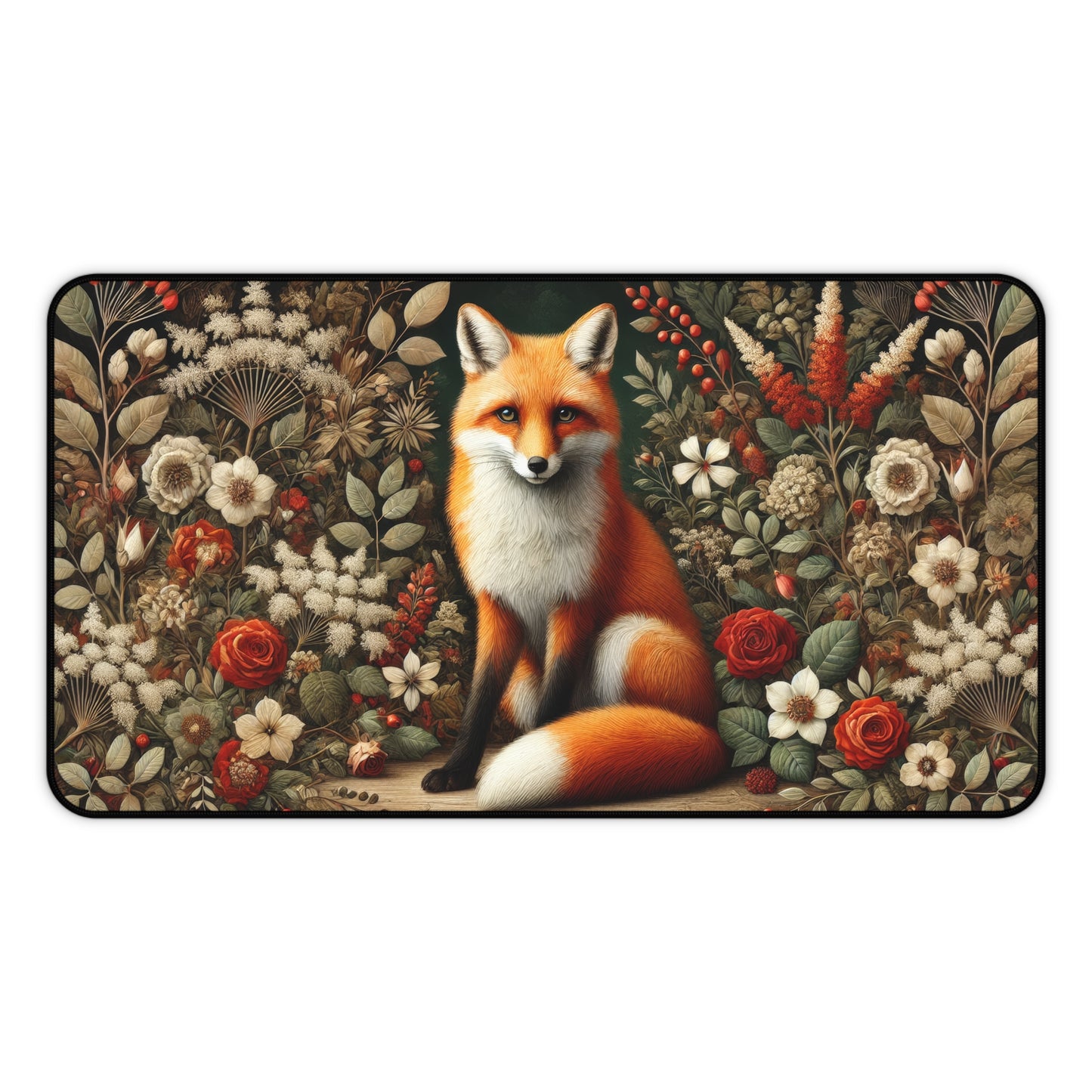 Rustic Fox Desk Mat - Nature-Inspired Office Accessory for Home and Work