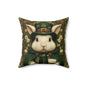Leprechaun Bunny Decorative Pillow, St Patrick Day William Morris Style Rabbit Cushion