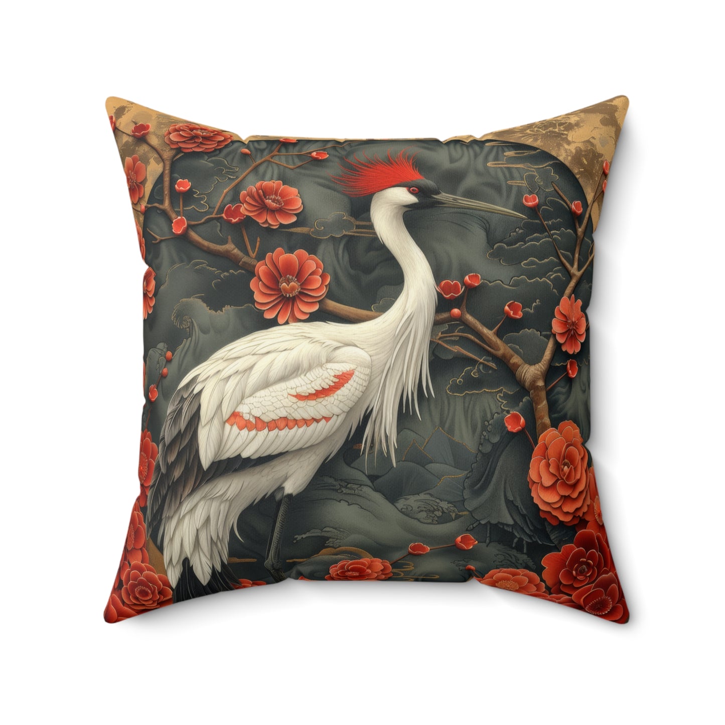 Chinese Art Style Egret Throw Pillow | Art Deco Pillow Cushion Gift for Her INSERT INCLUDED