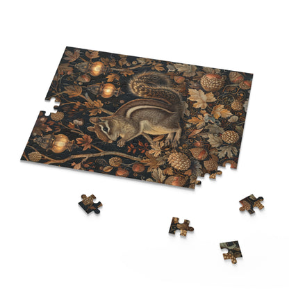 Chipmunk & Lanterns Puzzle – Cozy Autumn Jigsaw 120 252 500-Piece Family Gift Box Puzzle, Holiday Puzzle Game