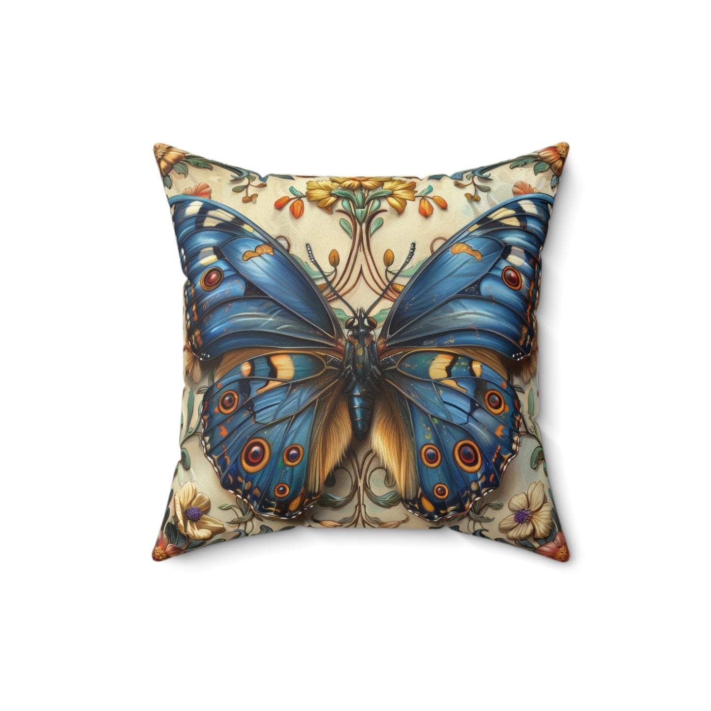 Blue Butterfly Decorative Pillow - Nature-Inspired Home Accent