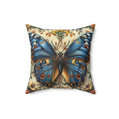 Blue Butterfly Decorative Pillow - Nature-Inspired Home Accent