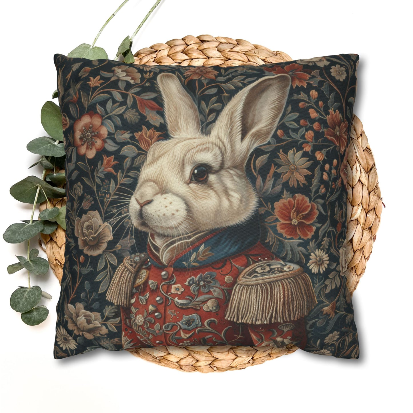 Christmas Nutcracker Rabbit Pillowcase: William Morris Inspired Holiday Decor