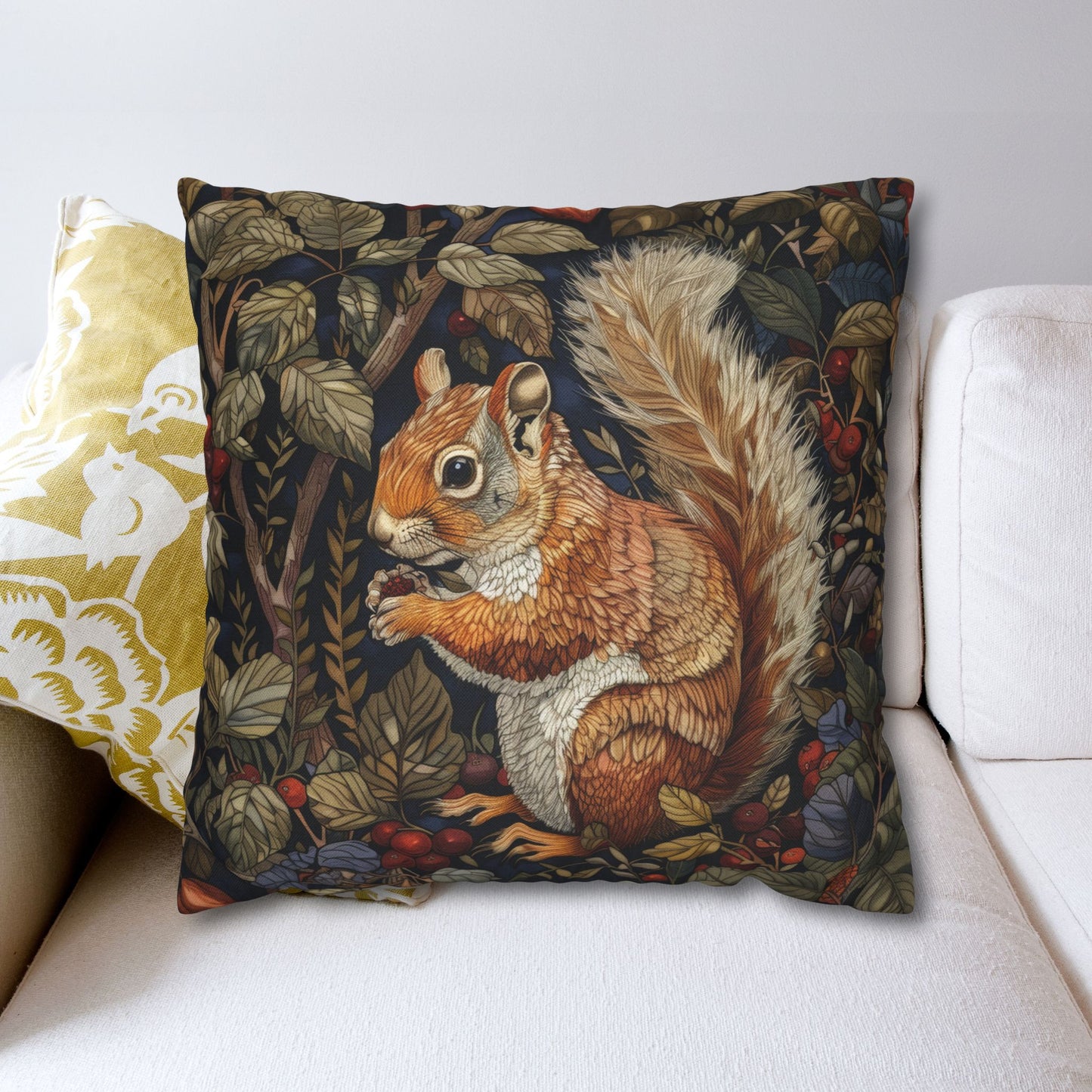 Squirrel William Morris Inspired | Squirrel Ancient Decorative Pillowcase Home Decor