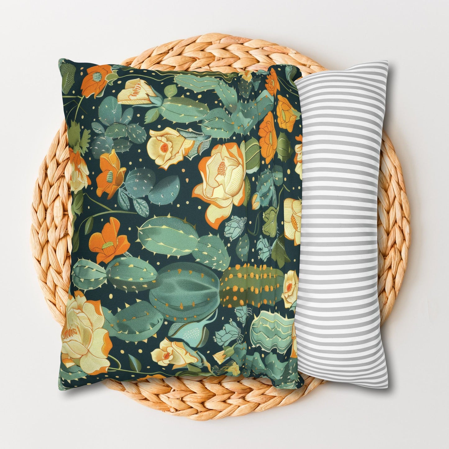 William Morris Inspired Cactus Pillowcase | Cottagecore Art Nouveau Pillowcase