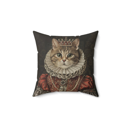 Rococo Royal Cat Square Pillow, Fun Home Decor, Cat Lover Gift, Unique Cushion, Pet Themed Gift, Cozy Living Room Accent