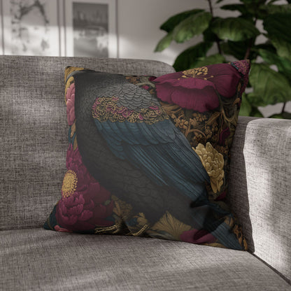 Elegant Raven & Peony Floral Pillowcase