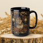 Mug - William Morris Inspired Chipmunk Among Acorn Lanterns Black Mug 11oz, 15oz