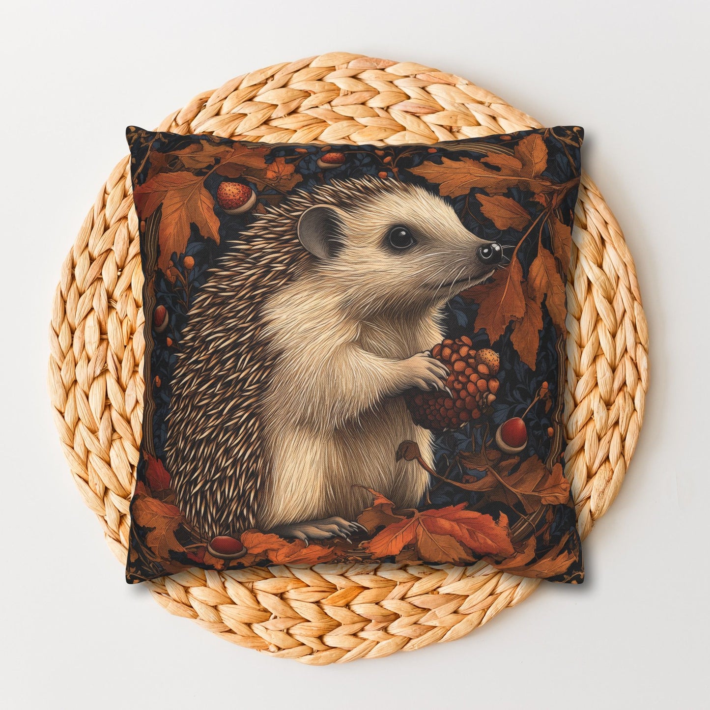 Hedgehog Acorns And Fallen Leaves Pillowcase