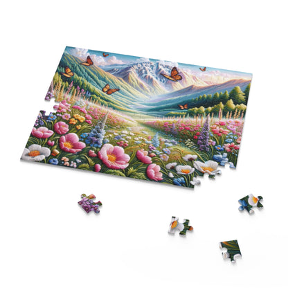 Field of Wildflowers and Butterflies Embroidered, Spring Scene Puzzle (120, 252, 500-Piece) Gift-Ready Box, Adult Jigsaw Puzzle