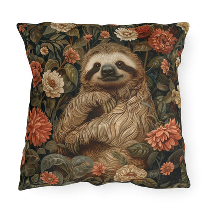 Sloth Outdoor Pillow, Cute Animal Throw Pillow, Tropical Wildlife Cushion, Botanical Accent Pillow, Jungle Decor, Nature Lover Gift, Sloth Lover Pillow
