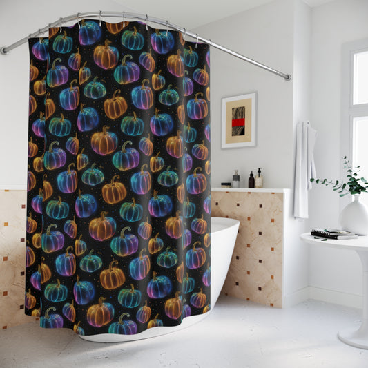 Colorful Pumpkin Shower Curtain for Fall, Halloween Decor, Bathroom Accessory, Autumn Vibes, Unique Gift Idea