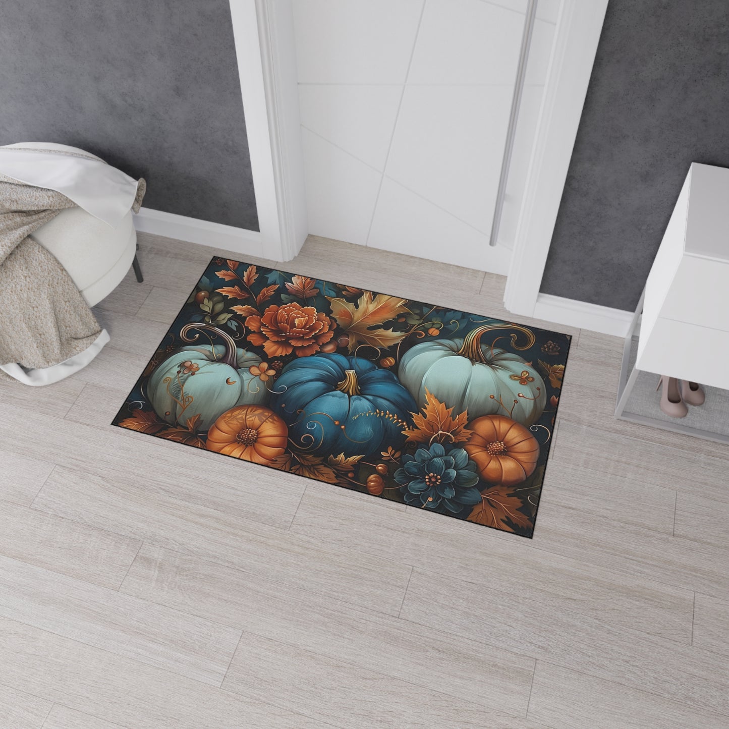 Autumn Pumpkin Floor Mat, Decorative Entry Mat, Seasonal Welcome Mat, Fall Home Decor, Holiday Floor Covering