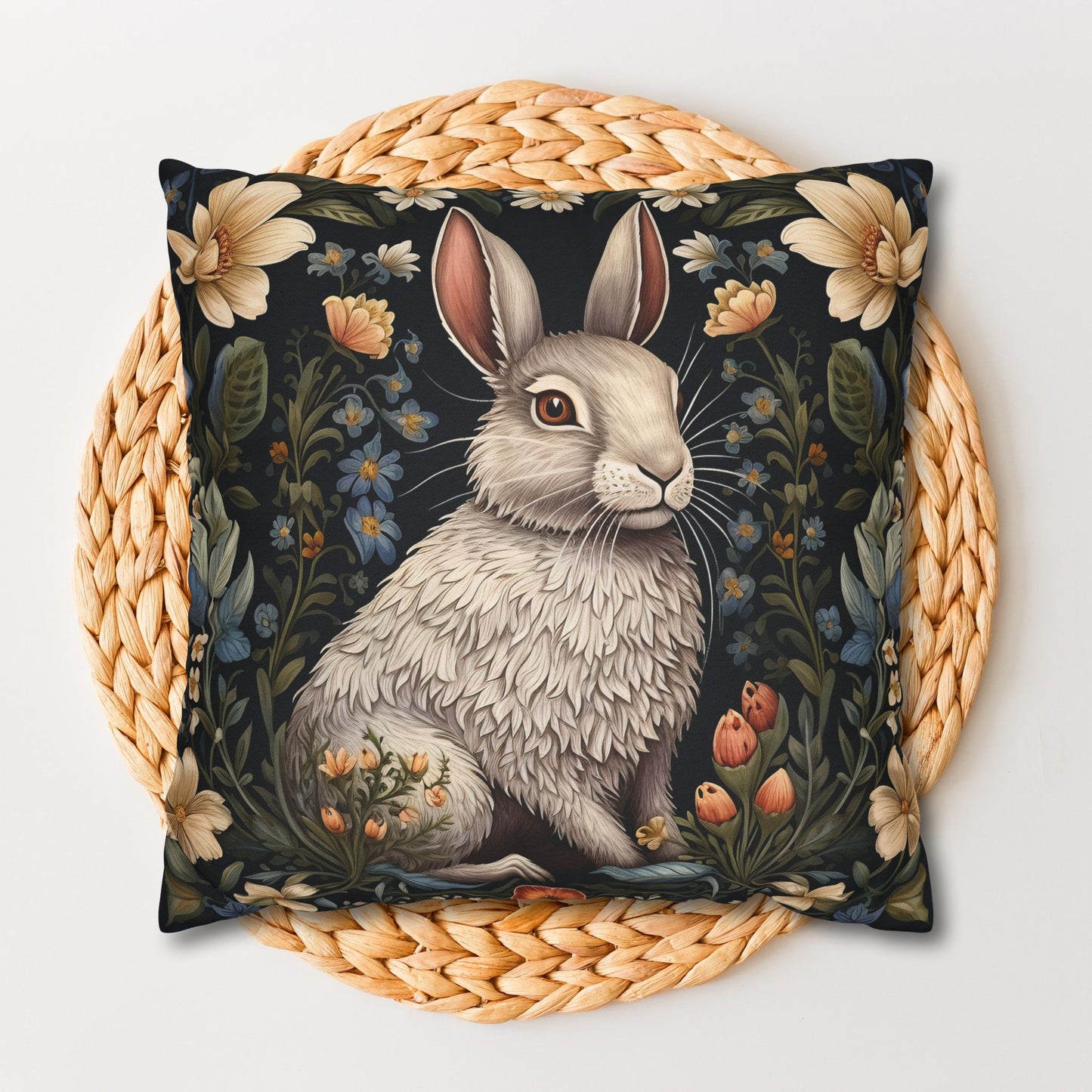 Botanical Bunny William Morris Inspired Vintage Pillowcase