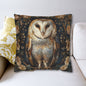 William Morris Inspired, Barn Owl Forest Floral Art, Decorative  Pillowcase