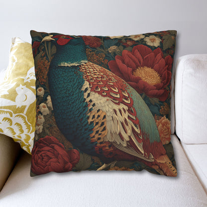Elegant Pheasant & Peony Floral Pillowcase