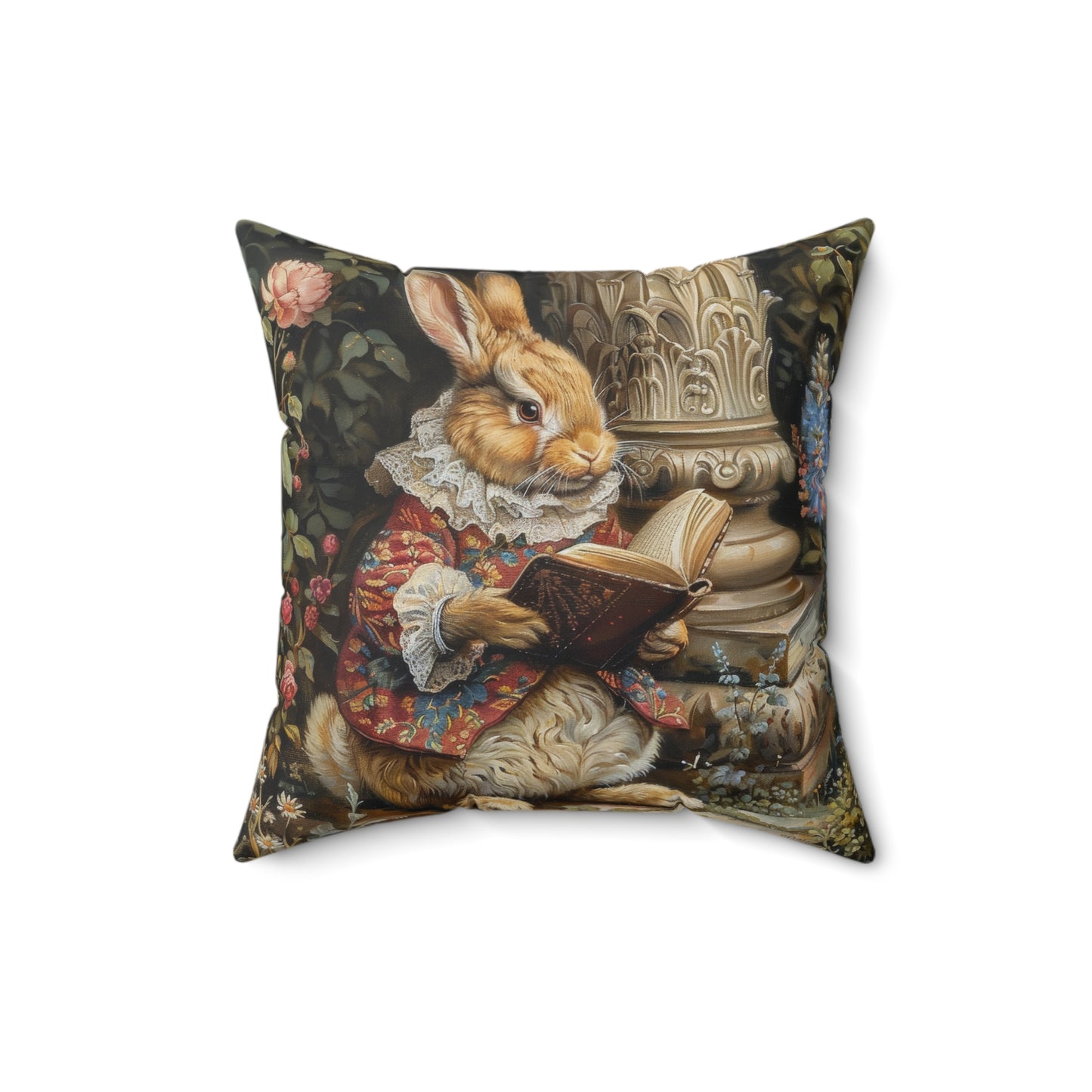 William Morris Inspired Rococo Peter The Rabbit Vintage Book Pillow