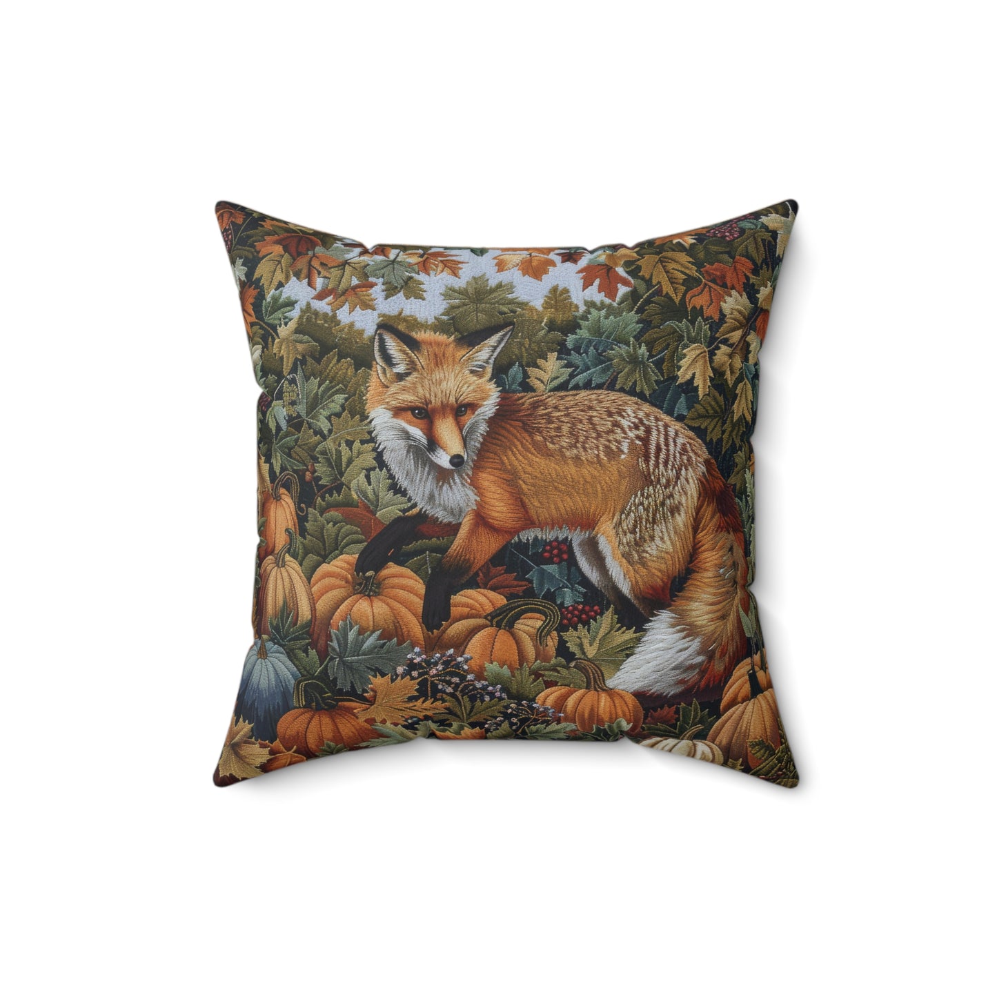 Woodland Fox Pumpkins Patch William Morris Inspired Decorative Pillow