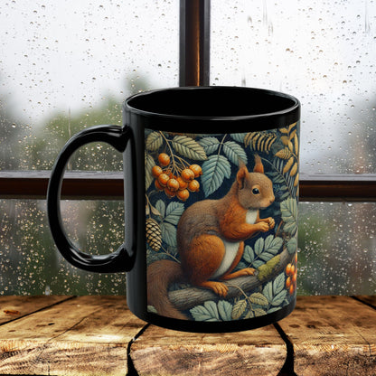 William Morris Squirrel Mug: Woodland Berry Design, Nature Lover Gift