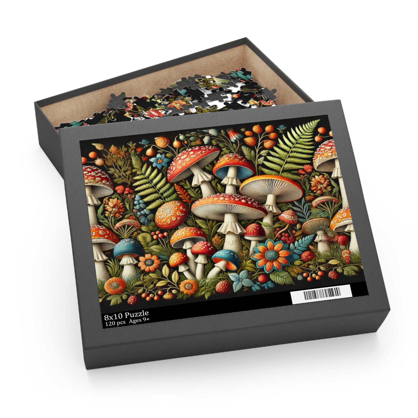 Whimsical Wild Mushroom Puzzle for Nature Enthusiasts (120, 252, 500, 1000-Piece) Charming Floral and Mushroom Design, Adult Puzzle Gift