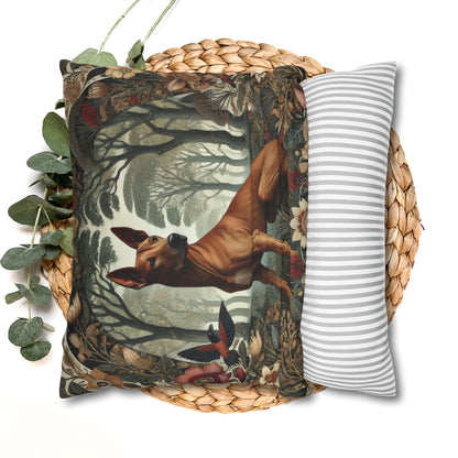 Brown Thai Ridgeback Dog Ornate Botanical Themed Forest Pillowcase
