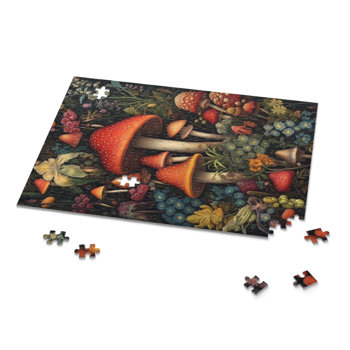 William Morris Inspired Wild Mushroom Jigsaw Puzzle (120, 252, 500-Piece) Gift-Ready Box, Adult Jigsaw Puzzle