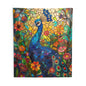 Tapestry of Peacock Faux Stained Glass, Vibrant Psychedelic, Art Wall Tapestries