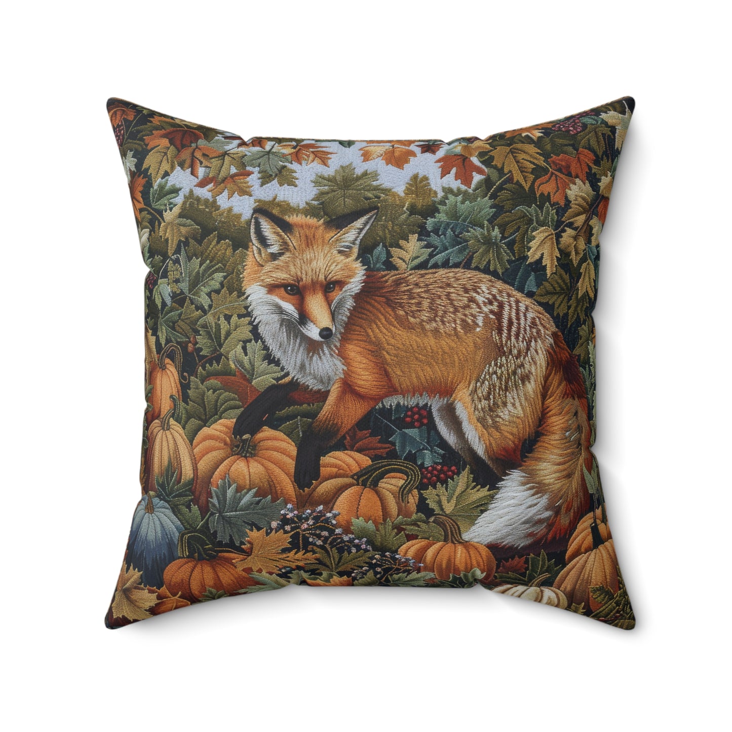 Woodland Fox Pumpkins Patch William Morris Inspired Decorative Pillow