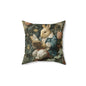 Storybook Rabbit Reading Pillow, William Morris Style Vintage Bunny Among Flowers