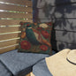Pheasant & Peony Outdoor Pillow, Dark Academia Floral Botanical Cushion