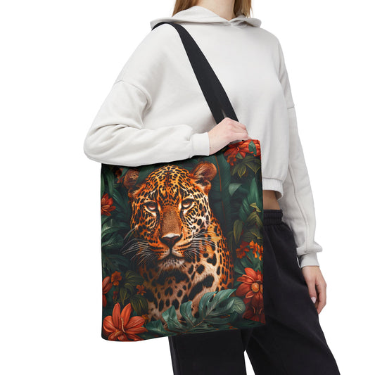 William Morris Inspired Tropical Leopard Tote Bag, Wildlife Tote Bag,  Cottage-core Tote Bag, Eco-Friendly Carryall