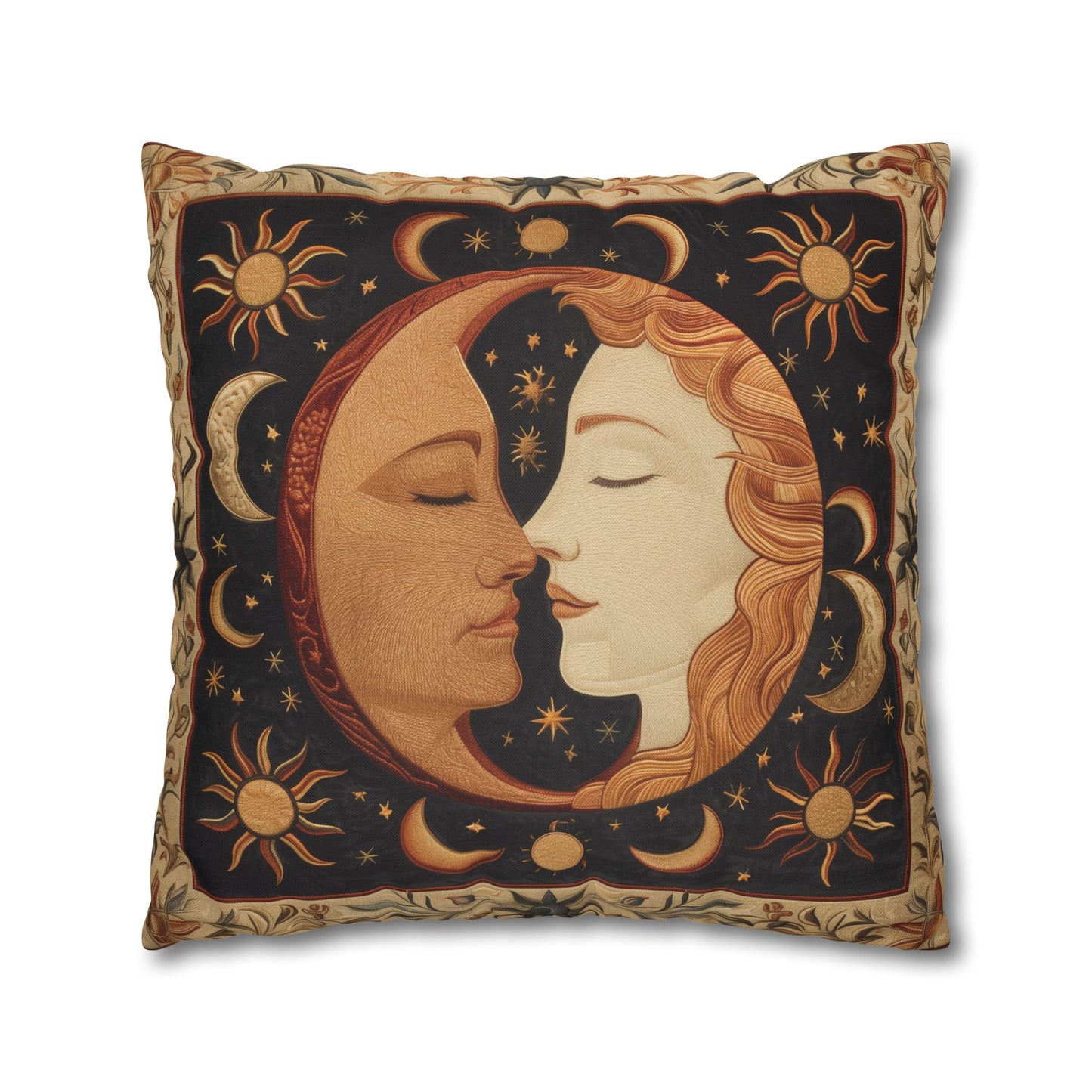 Celestial Harmony Pillow,case Moon & Sun Design, Boho Decor, Cozy Home Accent, Starry Night Gift, Astrology Lovers