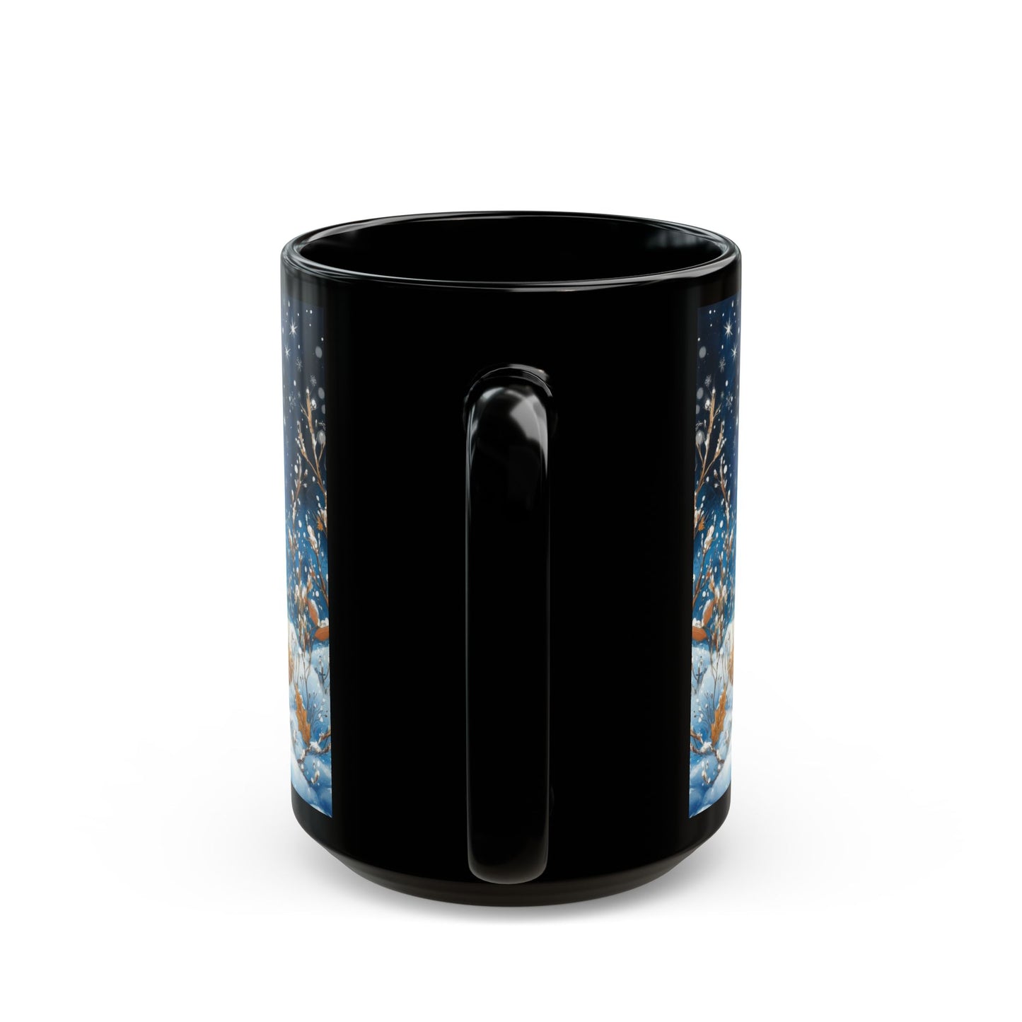 Blue Scarf Starry Winter Night Black Coffee Mug 11oz, 15 oz