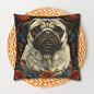 William Morris Inspired Pug Dog  Decorative Pug  Spun Polyester Square Pillowcase