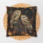 Enchanted Forest Owl Pillow, Decorative Fall Square Pillowcase