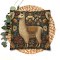 Golden Alpaca Floral Pillowcase, William Morris Style Botanical Animal Cushion Home Décor