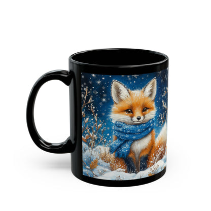 Blue Scarf Starry Winter Night Black Coffee Mug 11oz, 15 oz