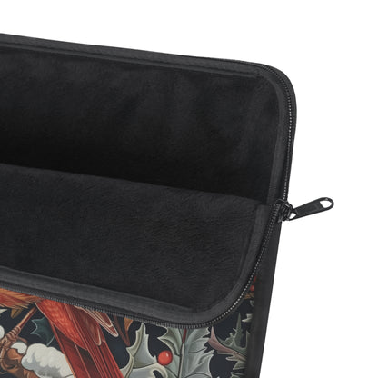 Cardinal Laptop Sleeve, William Morris Inspired Winter Bird Art Case, Red Cardinal Floral Laptop Cover