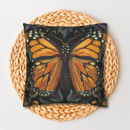 William Morris Inspired Monarch Butterfly Pillowcase, Decorative Monarch Butterfly