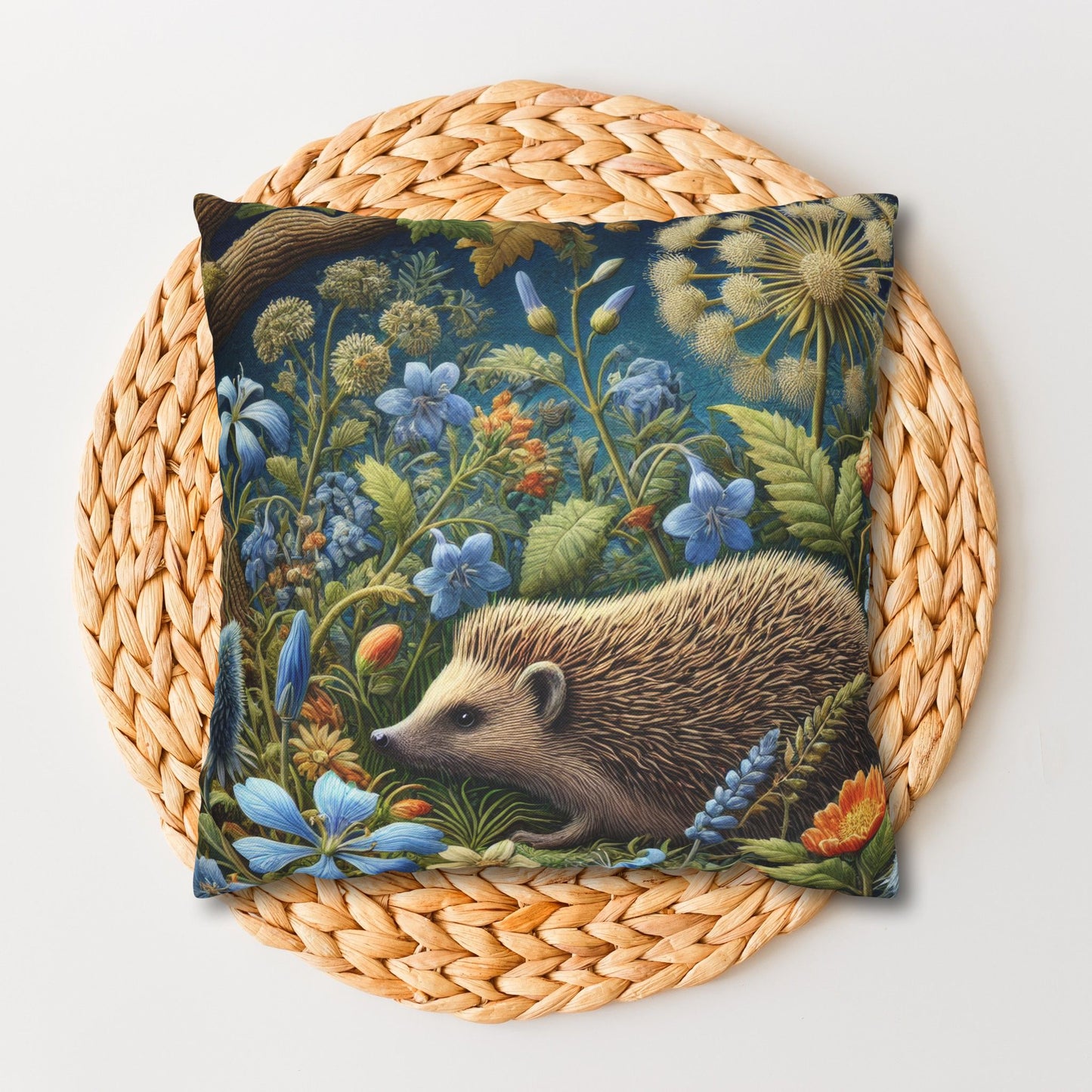 Woodland Hedgehog Forestcore Spun Polyester Square Pillowcase