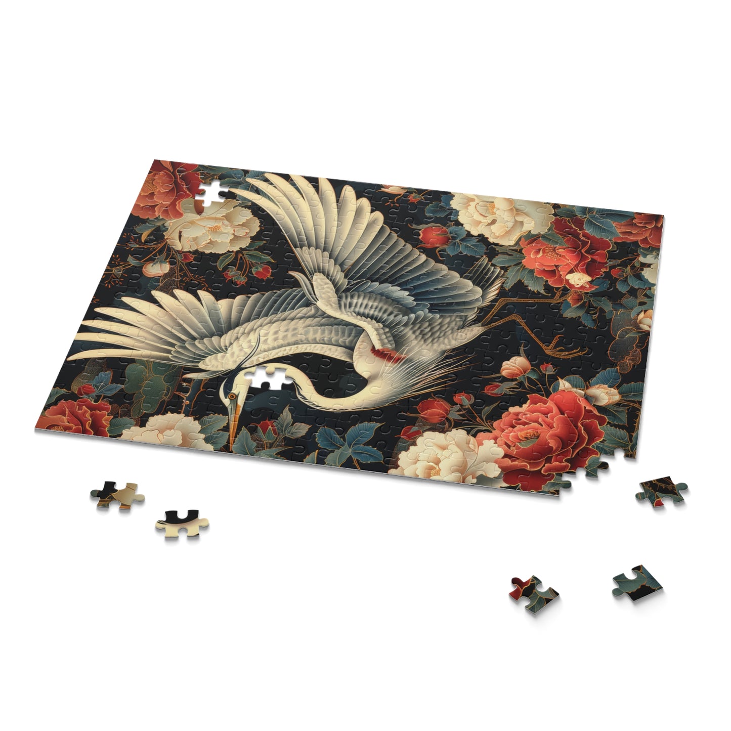 Flying Heron Vietnamese Art Style Jigsaw Puzzle (120, 252, 500-Piece) Family Jigsaw Puzzle, Puzzle Box Gift