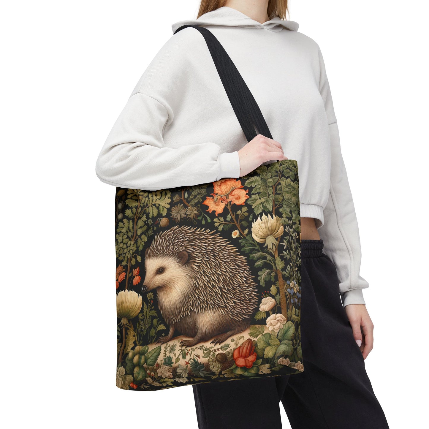 Charming Hedgehog Tote Bag | William Morris Inspired |  Hedgehog Floral Tote Bag, Eco-Friendly Carryall