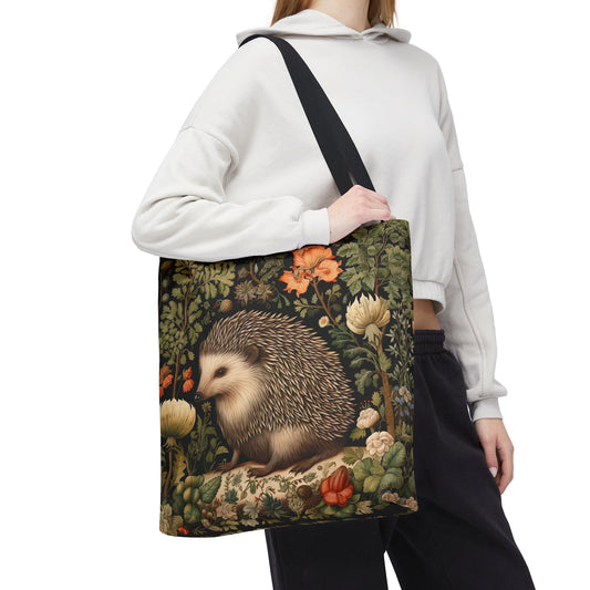 Charming Hedgehog Tote Bag | William Morris Inspired |  Hedgehog Floral Tote Bag, Eco-Friendly Carryall