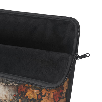 Autumn Squirrel Laptop Sleeve, Woodland Fall Forest Art Case, Cute Acorn & Mushroom Laptop Cover (12”, 13”, 15”)