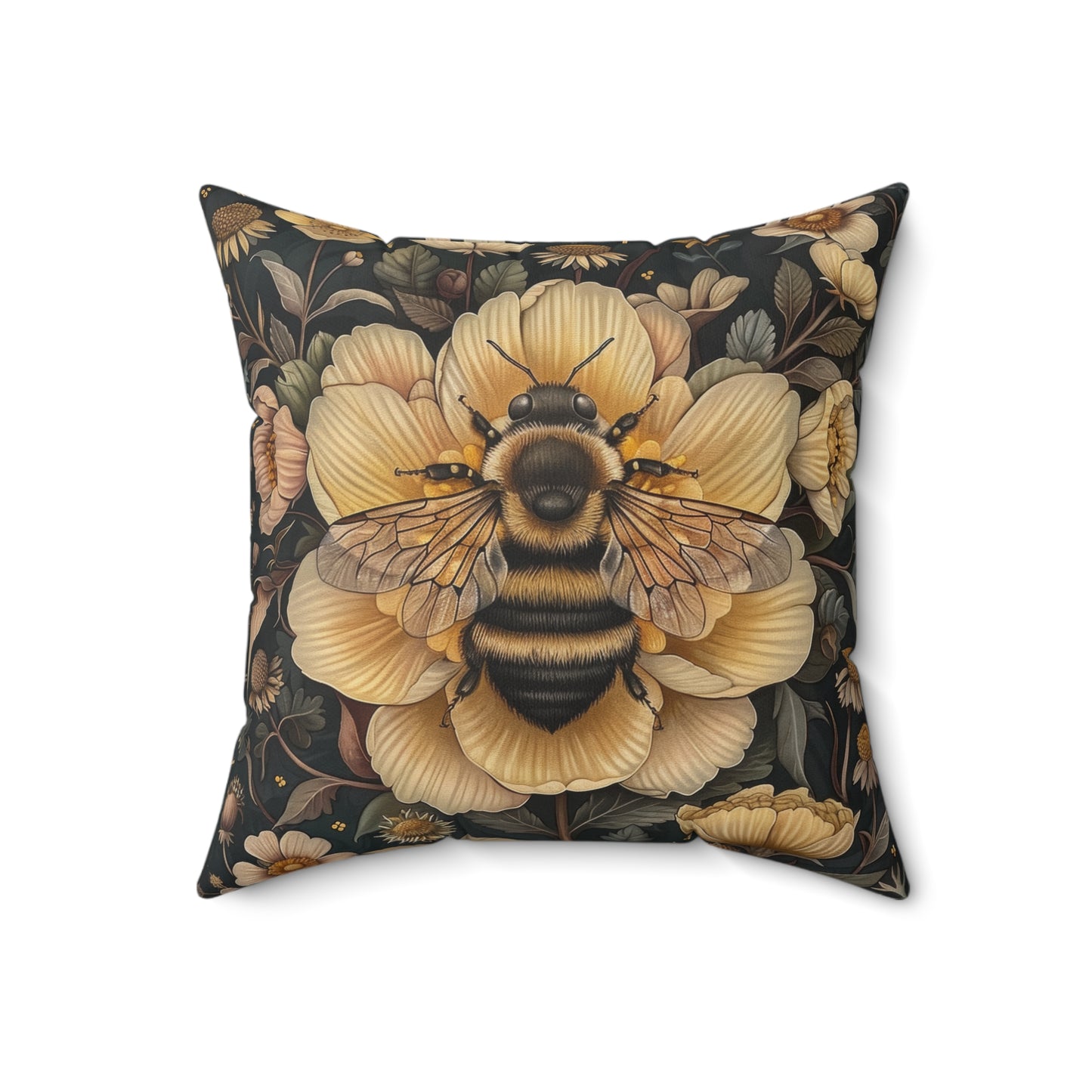 Botanical Bumblebee Pillow: William Morris Art Nouveau Cushion