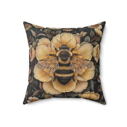 Botanical Bumblebee Pillow: William Morris Art Nouveau Cushion