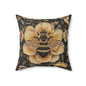 Botanical Bumblebee Pillow: William Morris Art Nouveau Cushion